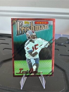 1996 Terrell Owens Topps Finest Freshman Rookie Card with protective seal.